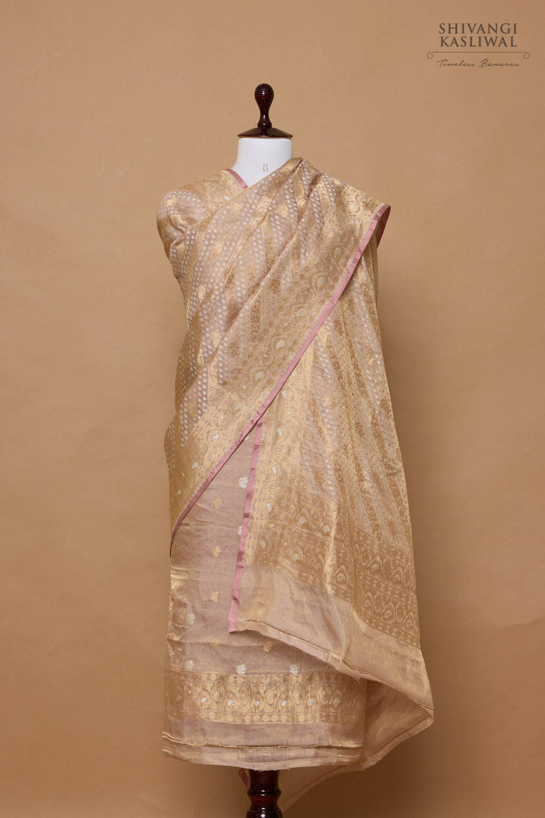 Mauve Handwoven Banarasi Tissue Silk Suit Piece