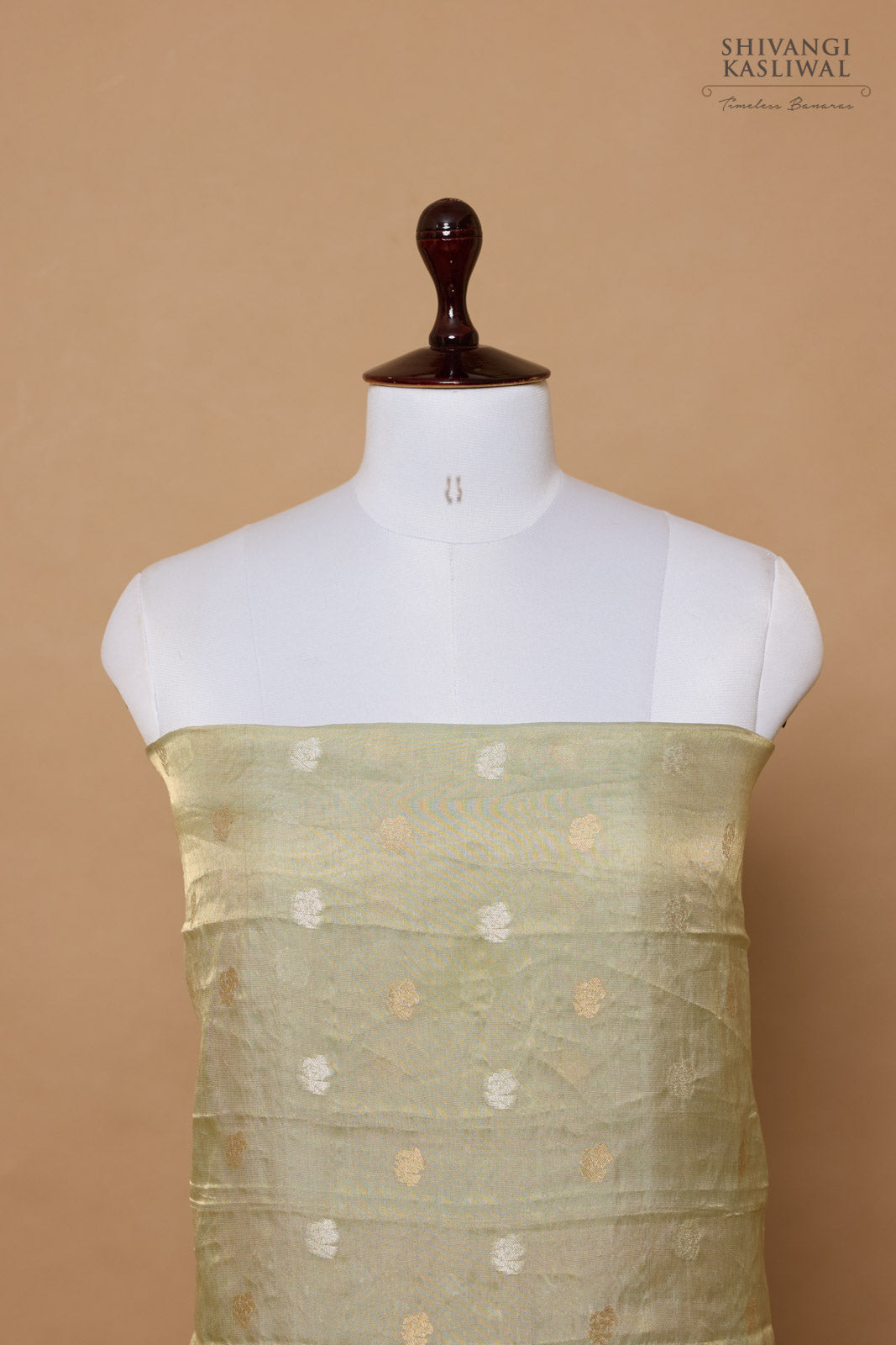 Pista Green Handwoven Banarasi Tissue Silk Suit Piece