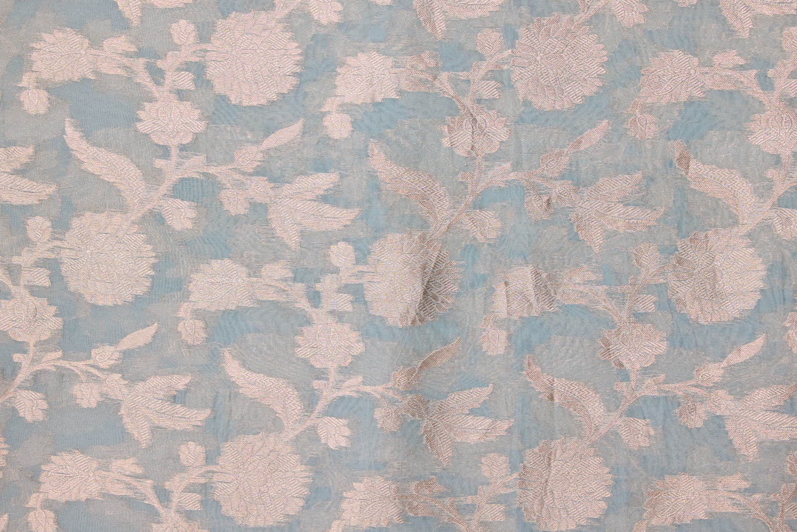 Powder Blue Handwoven Banarasi Organza Silk Fabric