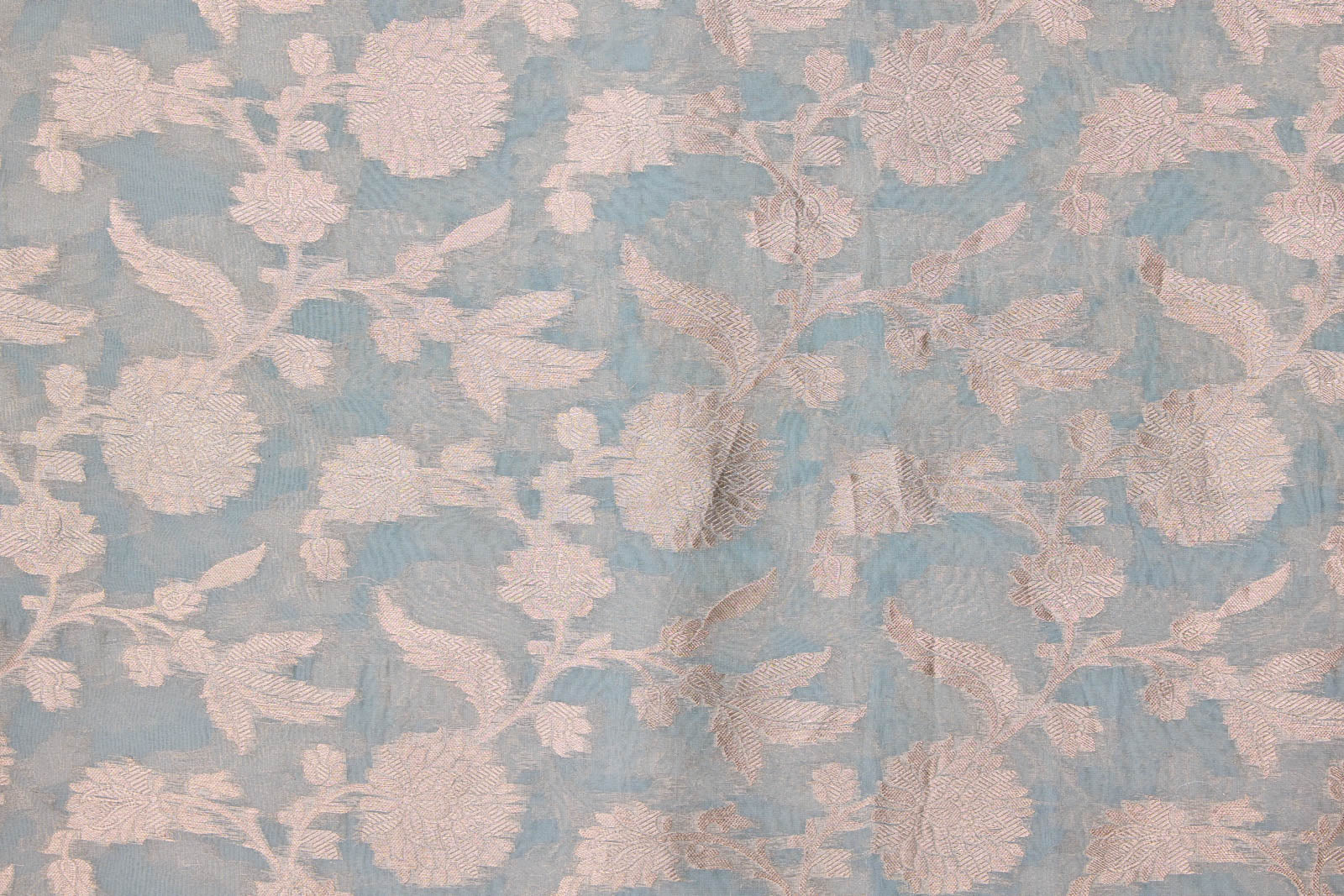 Powder Blue Handwoven Banarasi Organza Silk Fabric