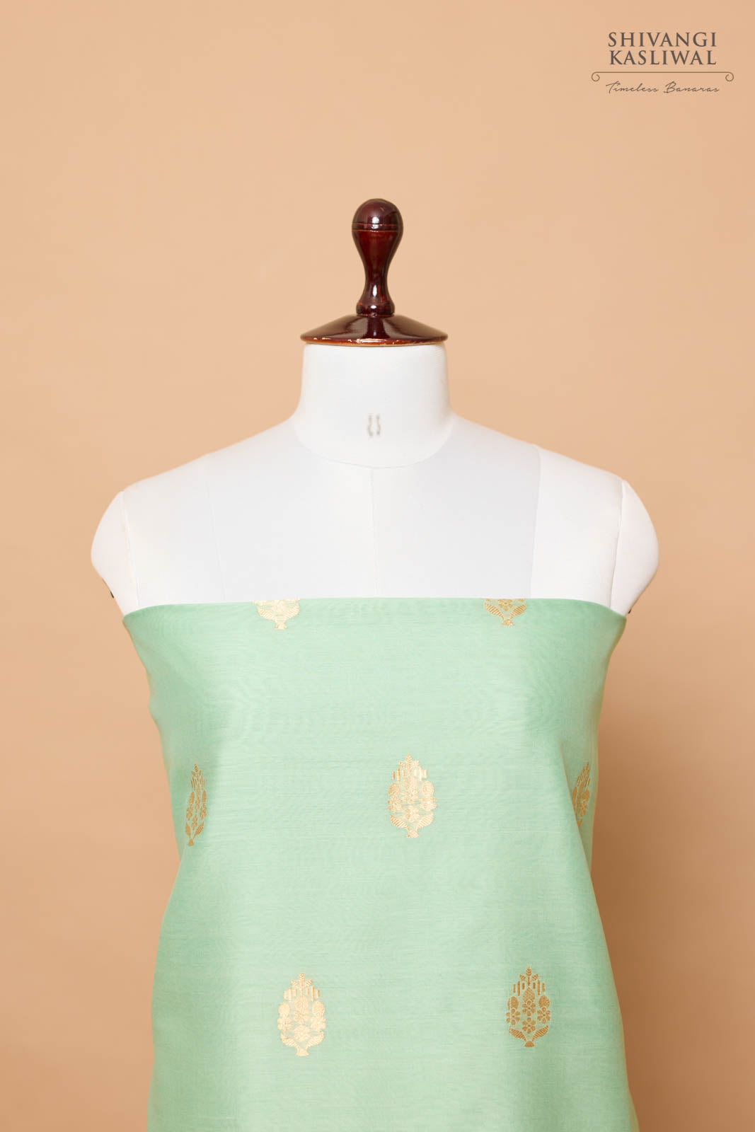 Mint Green Handwoven Banarasi Chiniya Suit Piece