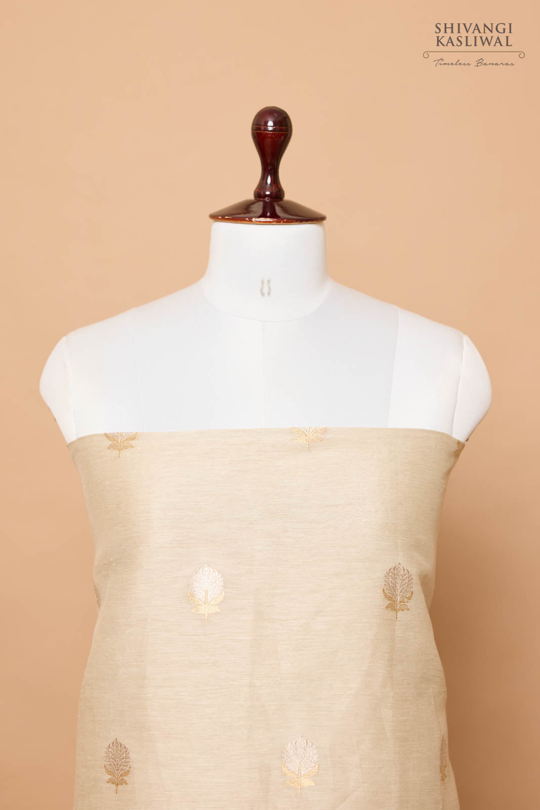 Off-White Handwoven Banarasi Linen Suit Piece
