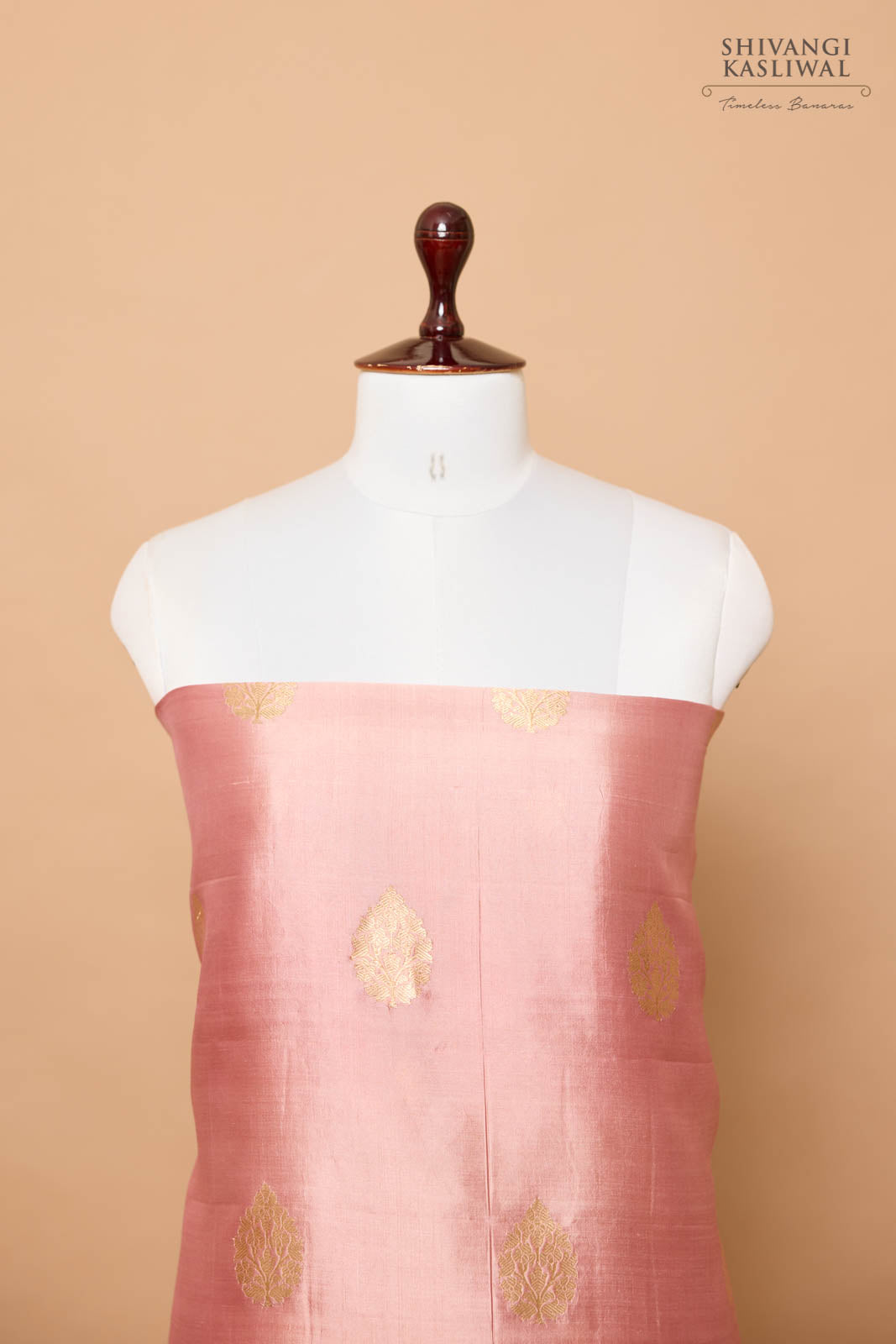 Onion Pink Handwoven Banarasi Chiniya Silk Suit Piece