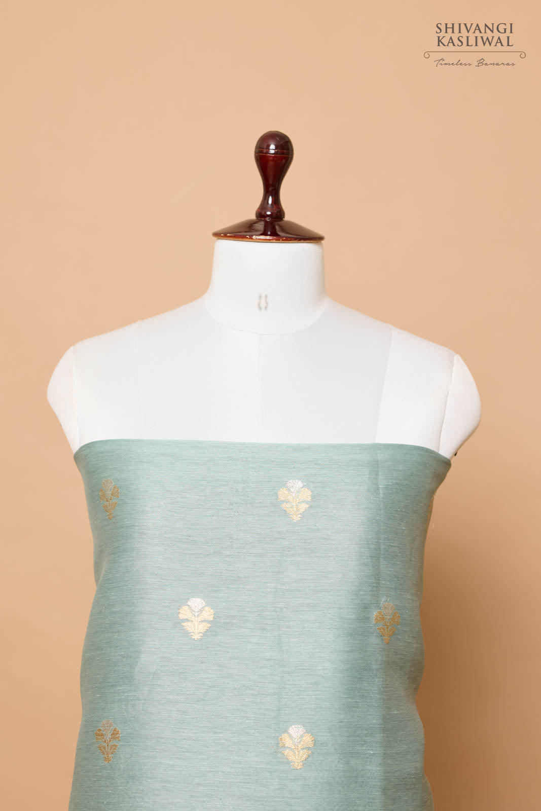 Powder Blue Handwoven Banarasi Linen Suit Piece