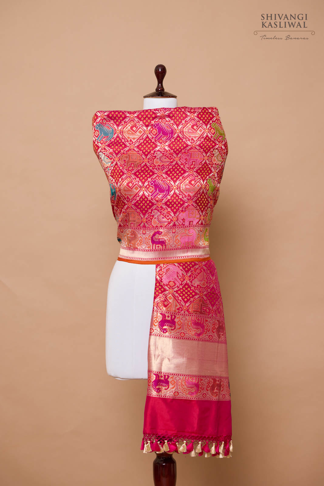 Pink Dual Tone Handwoven Banarasi Silk Dupatta