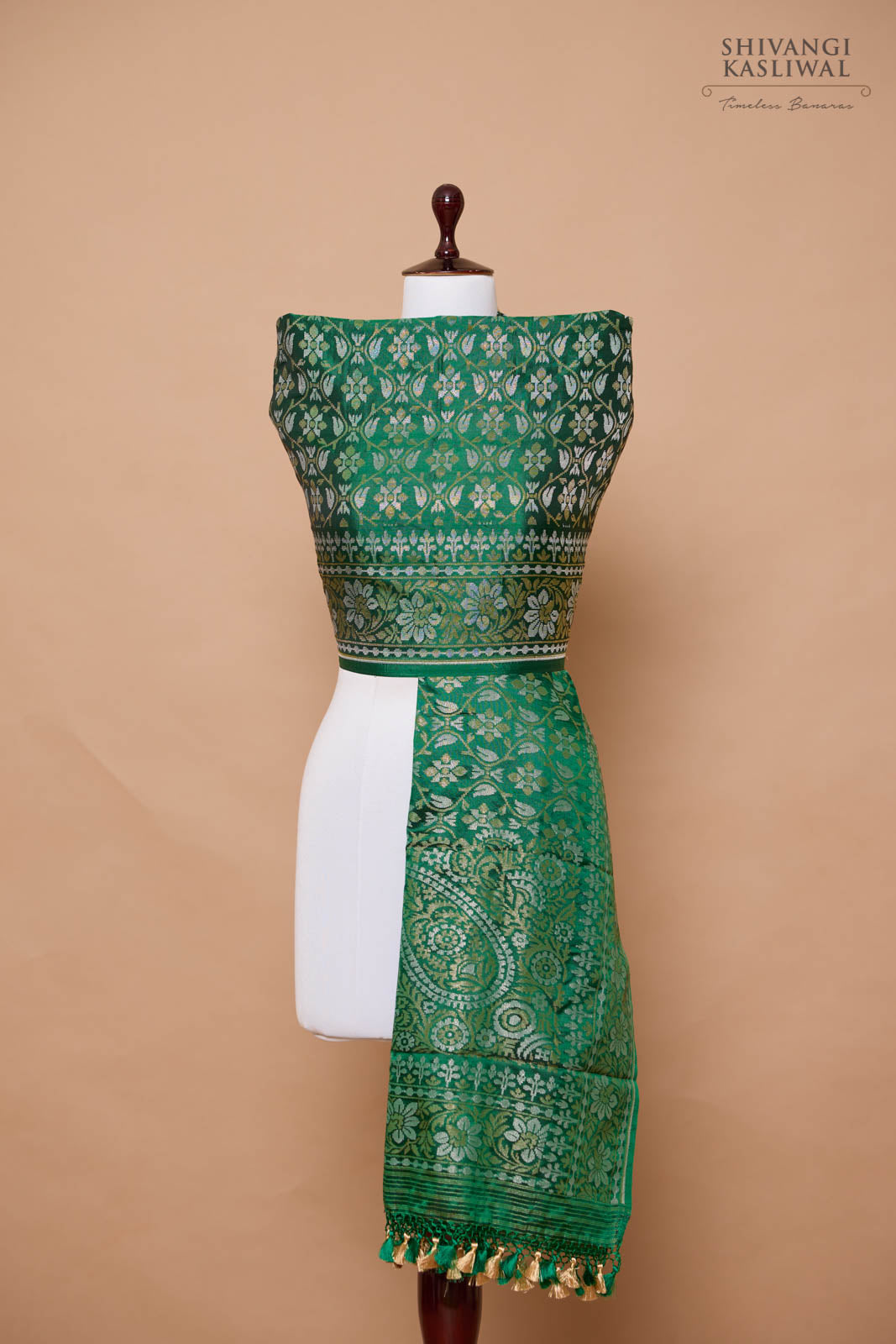 Green Handwoven Banarasi Silk Dupatta