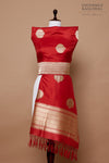 Red Handwoven Banarasi Kadhua Silk Dupatta