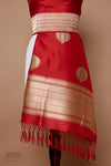 Red Handwoven Banarasi Kadhua Silk Dupatta