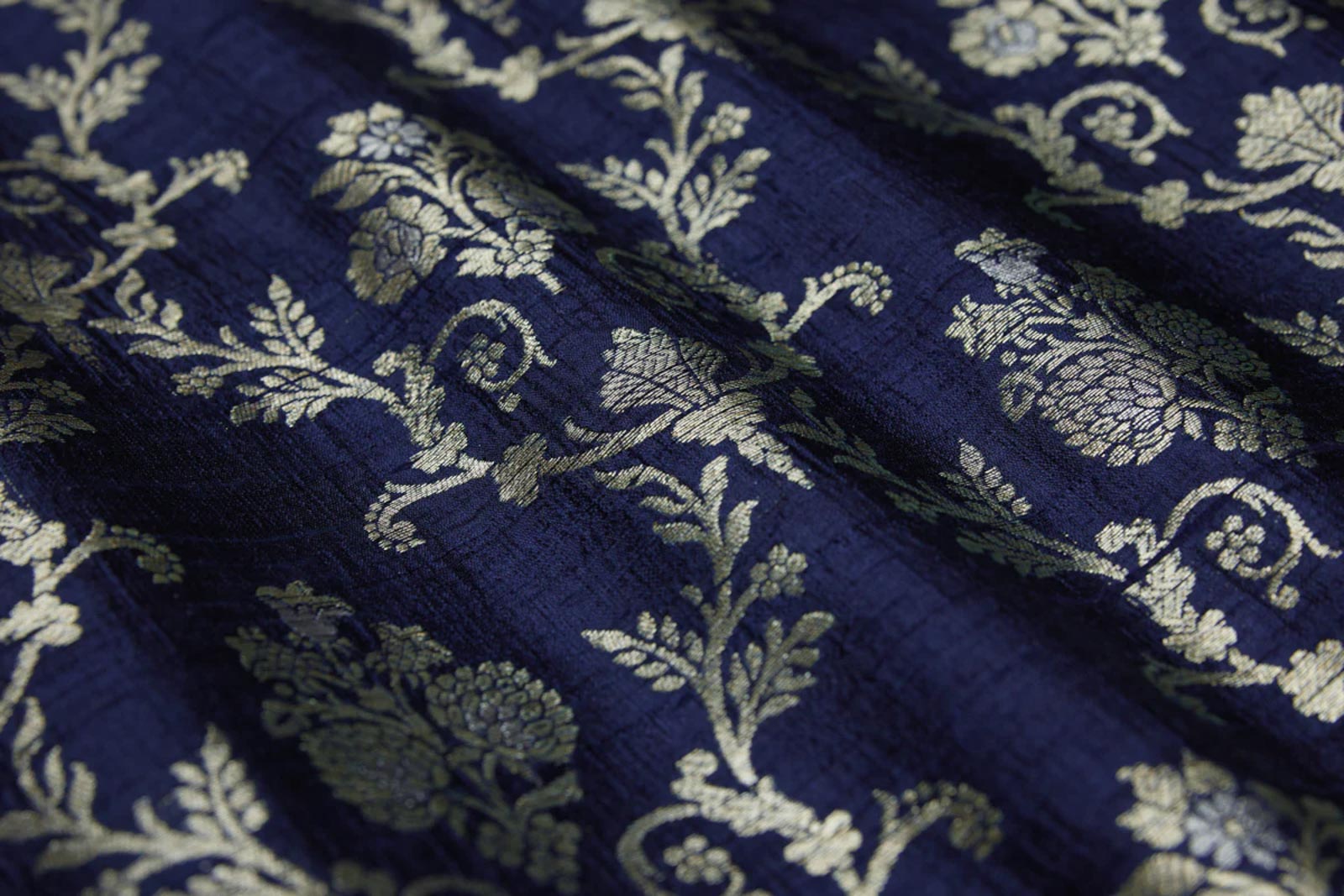 Blue Dual Tone Handwoven Banarasi Raw Silk Fabric