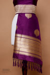 Magenta Purple Handwoven Banarasi Kadhua Silk Dupatta