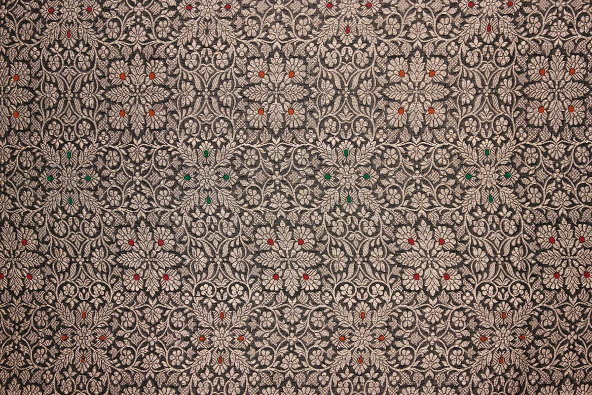 Black Handwoven Banarasi Brocade Fabric
