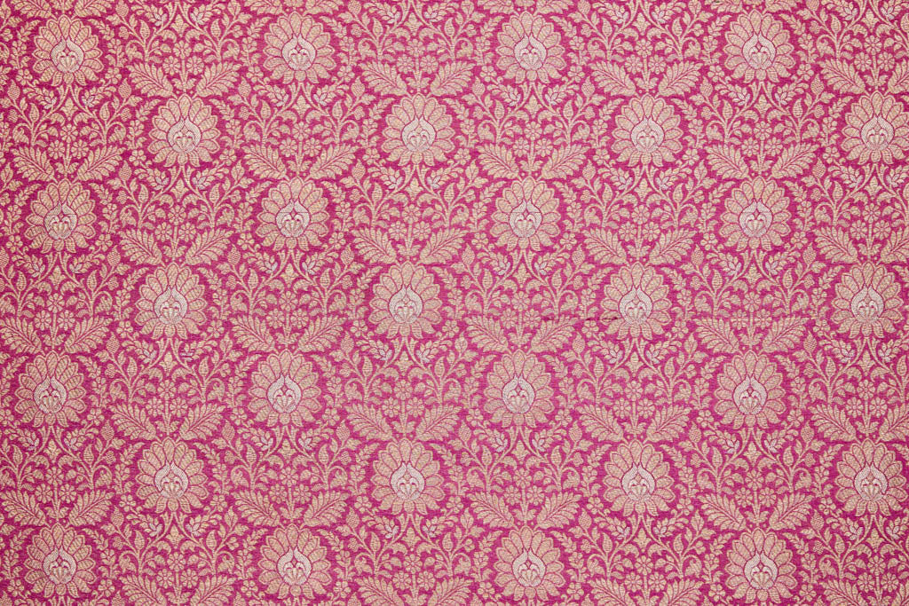Fuchsia Pink Handwoven Banarasi Brocade Fabric