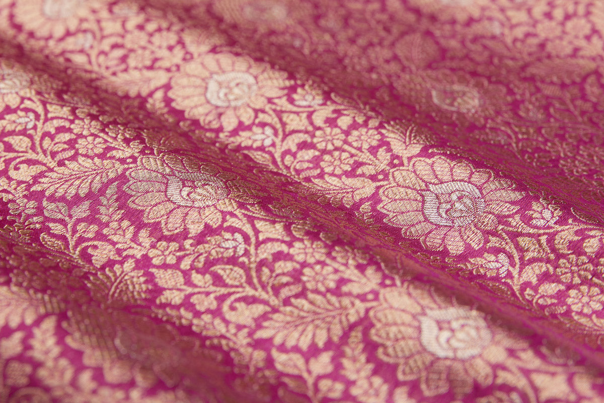 Fuchsia Pink Handwoven Banarasi Brocade Fabric