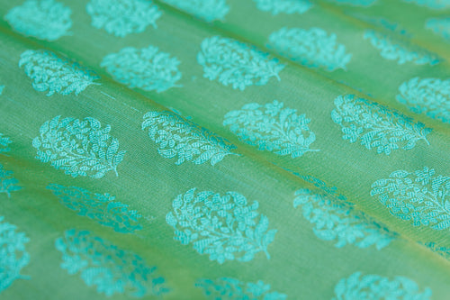 Green Dual Tone Handwoven Banarasi Silk Fabric