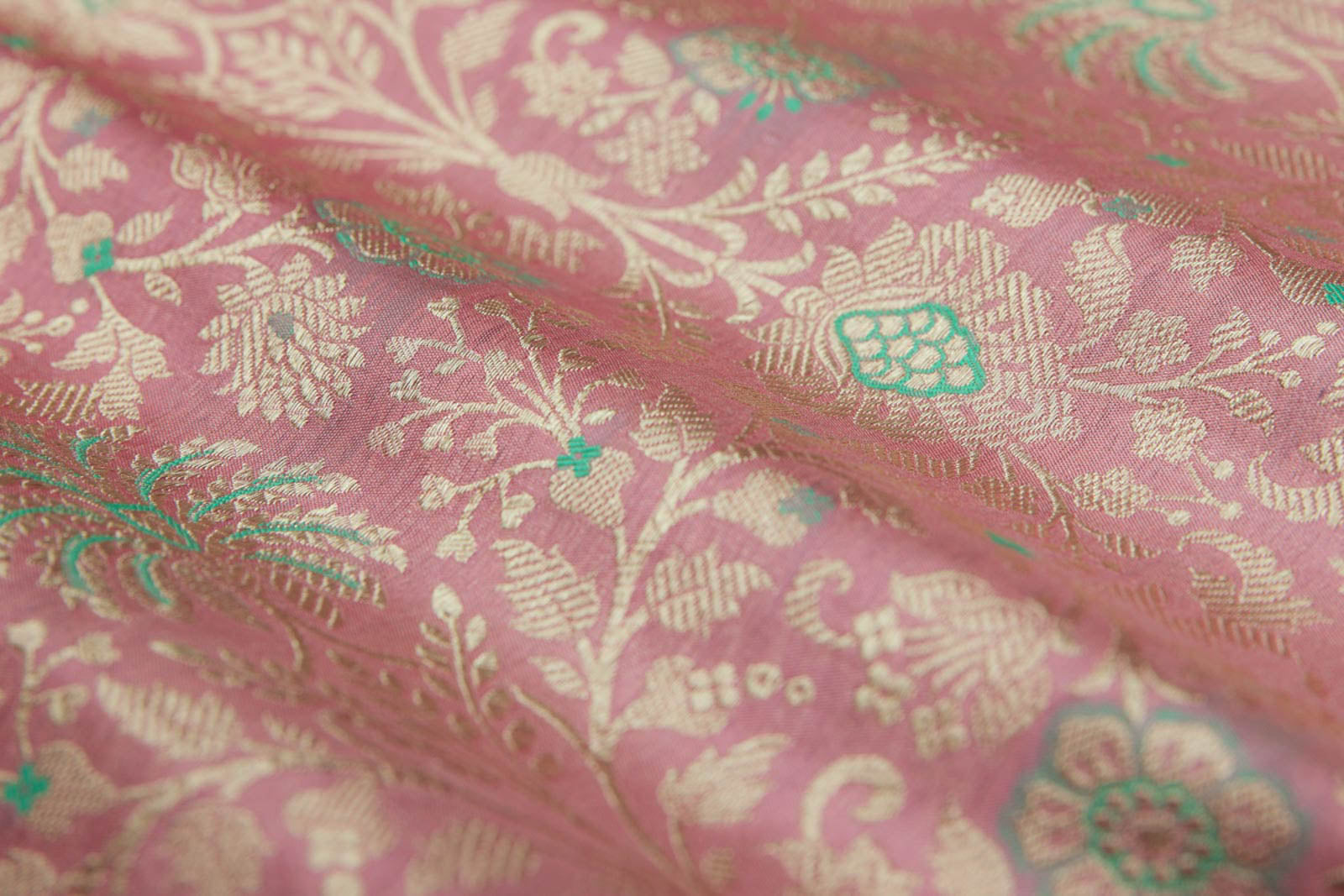Pink Handwoven Banarasi Brocade Fabric