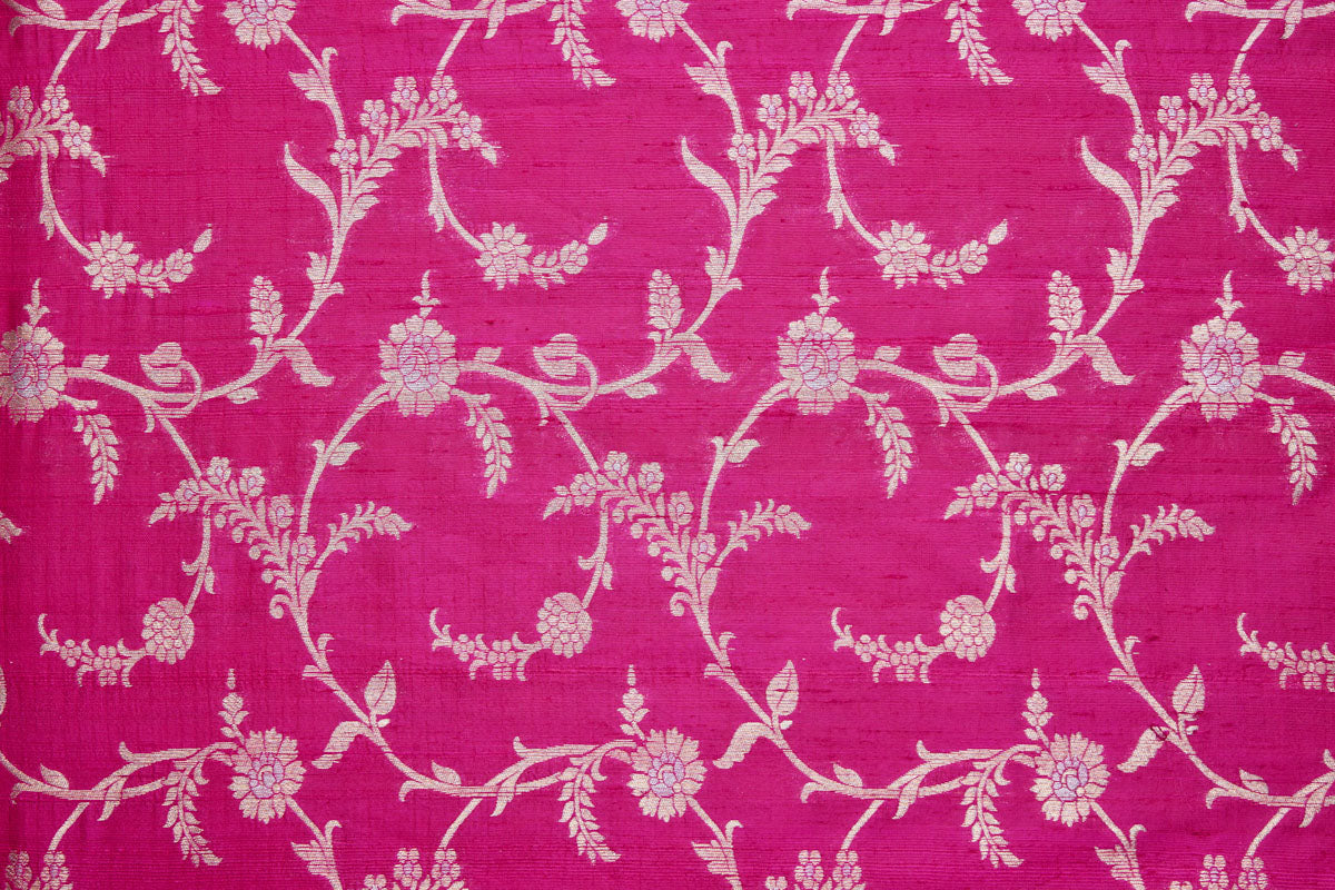 Fuchsia Pink Handwoven Banarasi Raw Silk Fabric