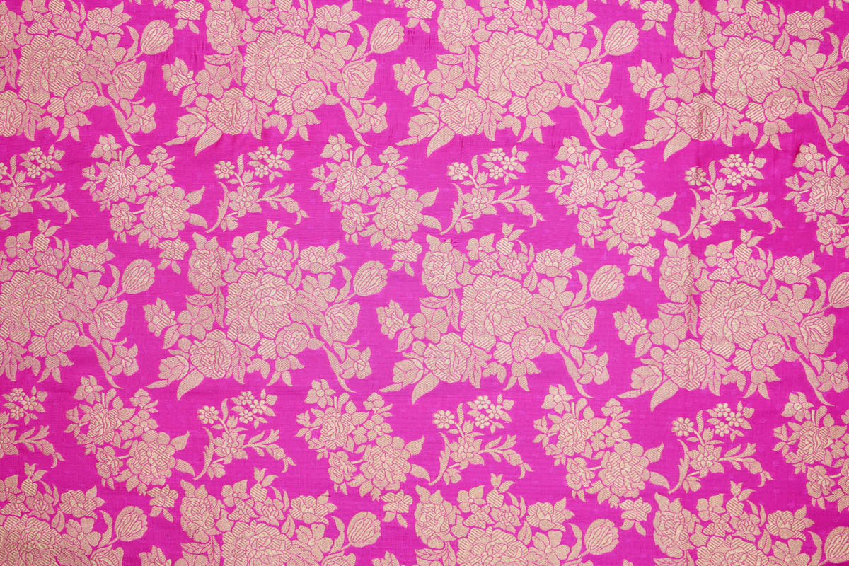 Rani Pink Handwoven Banarasi Brocade Fabric