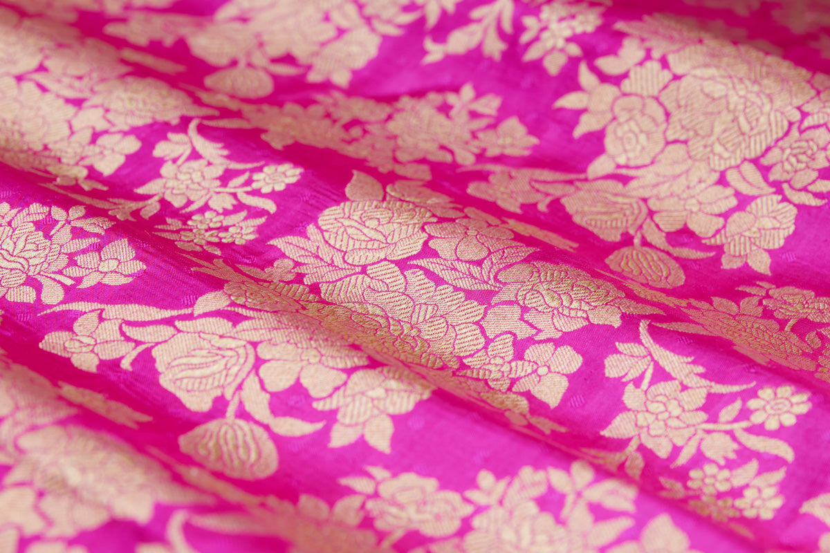 Rani Pink Handwoven Banarasi Brocade Fabric