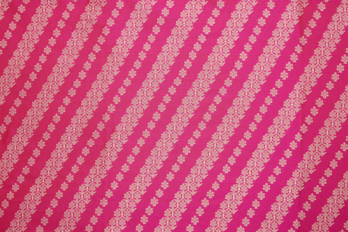 Rani Pink Handwoven Banarasi Silk Fabric