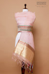 Baby Pink Handwoven Banarasi Kadhua Organza Silk Dupatta