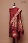 Maroon Handwoven Banarasi Silk Suit Piece