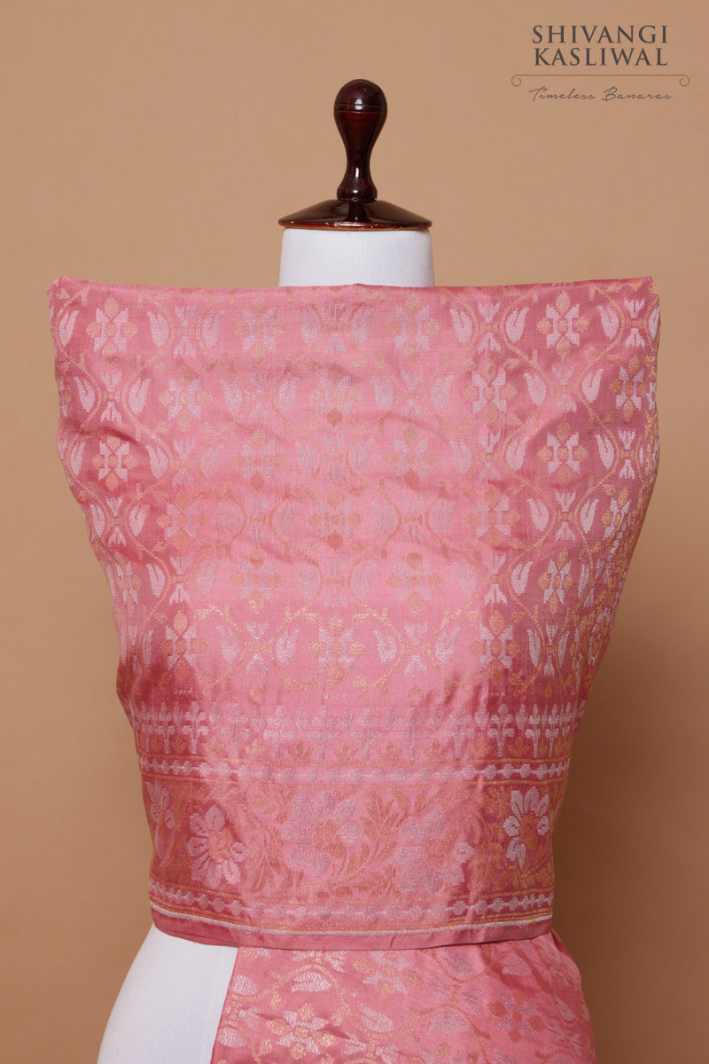 Baby Pink Handwoven Banarasi Silk Dupatta