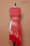 Red Pink Handwoven Banarasi Georgette Bandhani Dupatta