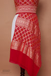 Red Pink Handwoven Banarasi Georgette Bandhani Dupatta