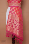 Pink Orange Handwoven Banarasi Georgette Dupatta