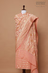 Peach Handwoven Banarasi Georgette Suit Piece
