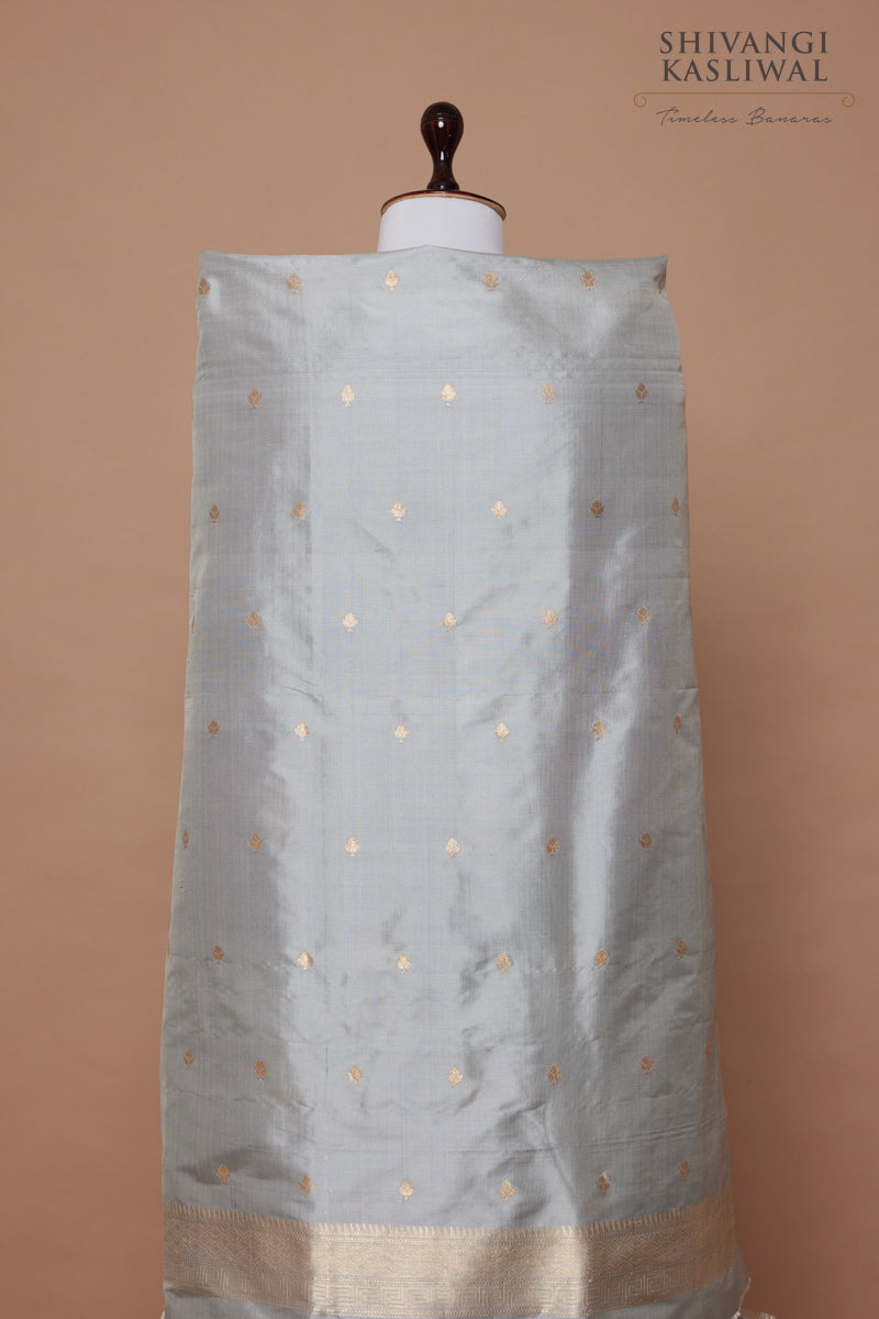 Light Grey Handwoven Banarasi Silk Suit Piece