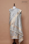 Light Grey Handwoven Banarasi Silk Suit Piece