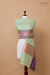 Mint Green Handwoven Banarasi Kadhua Organza Silk Dupatta