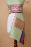 Mint Green Handwoven Banarasi Kadhua Organza Silk Dupatta