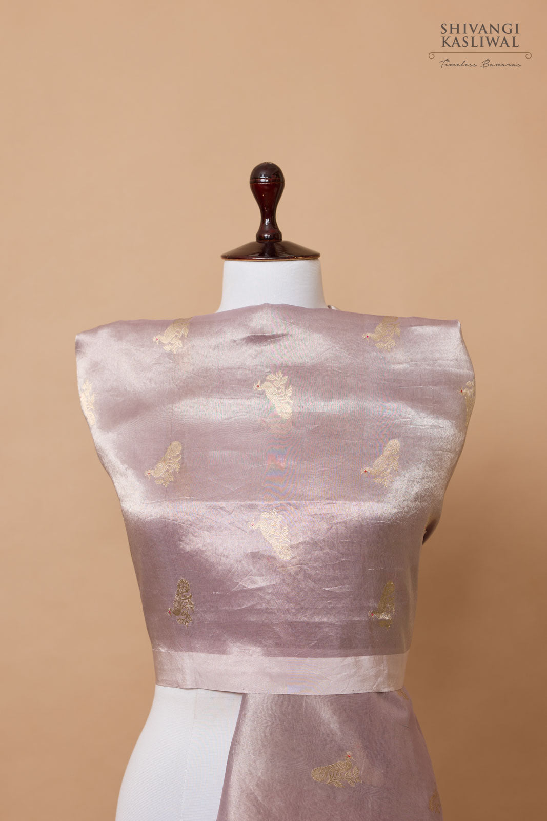 Lavender Handwoven Banarasi Tissue Silk Dupatta