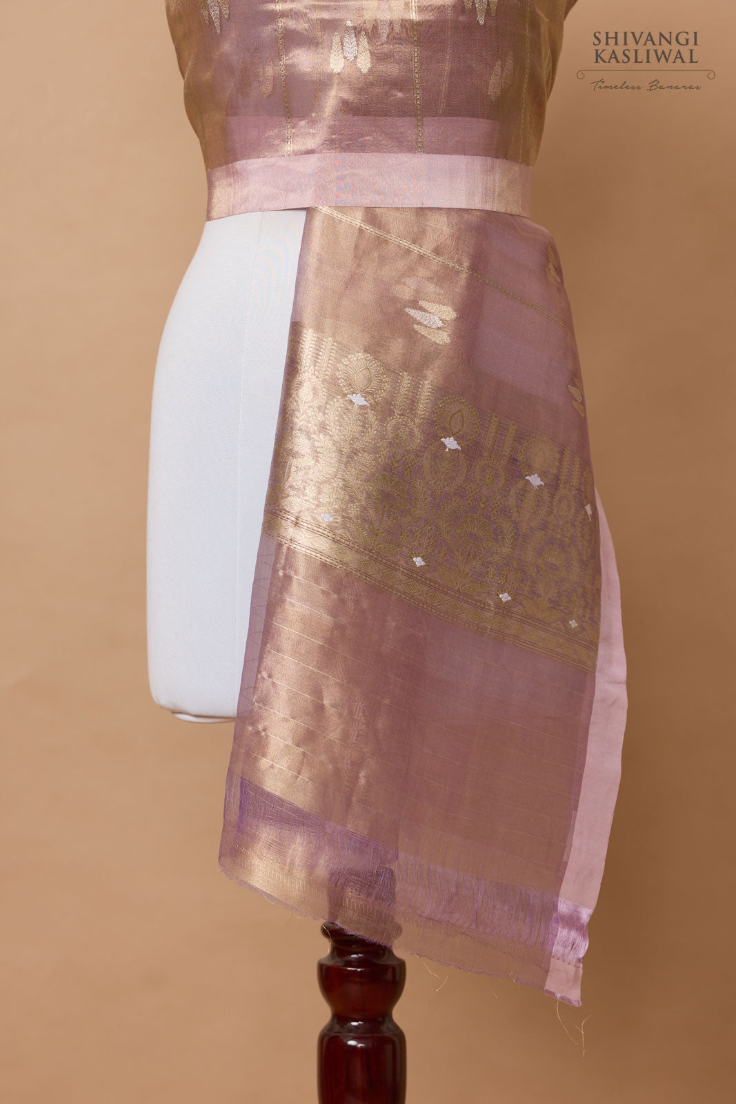 Lavender Handwoven Banarasi Tissue Silk Dupatta
