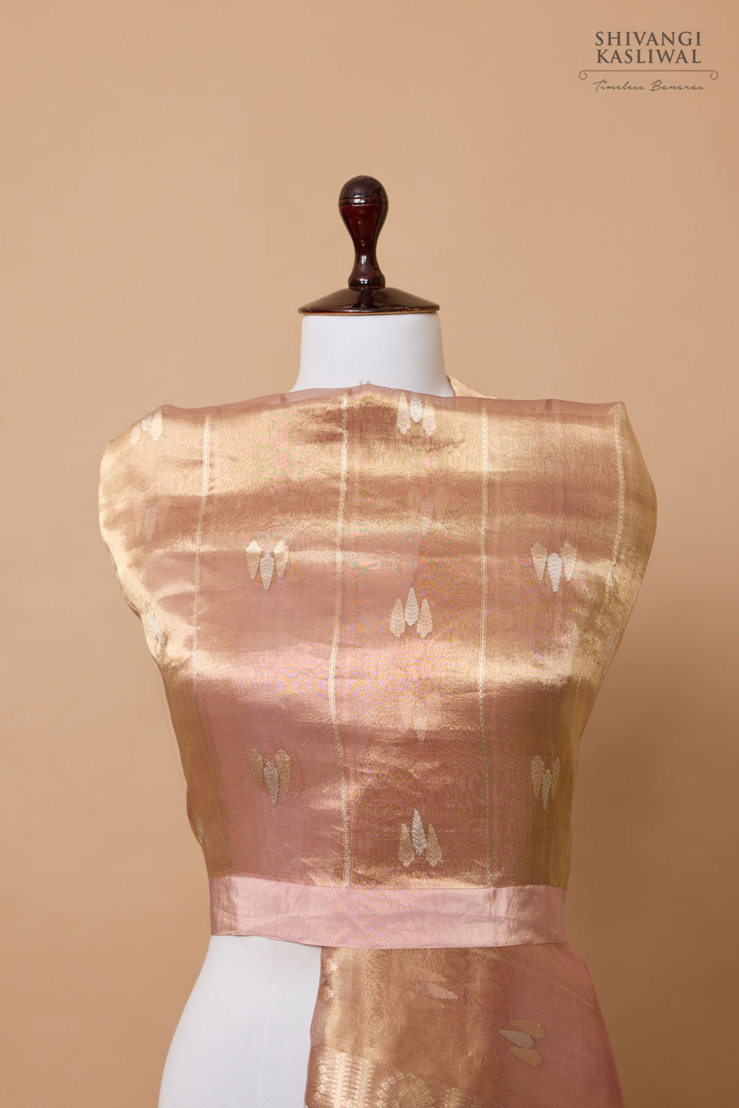 Pink Handwoven Banarasi Tissue Silk Dupatta