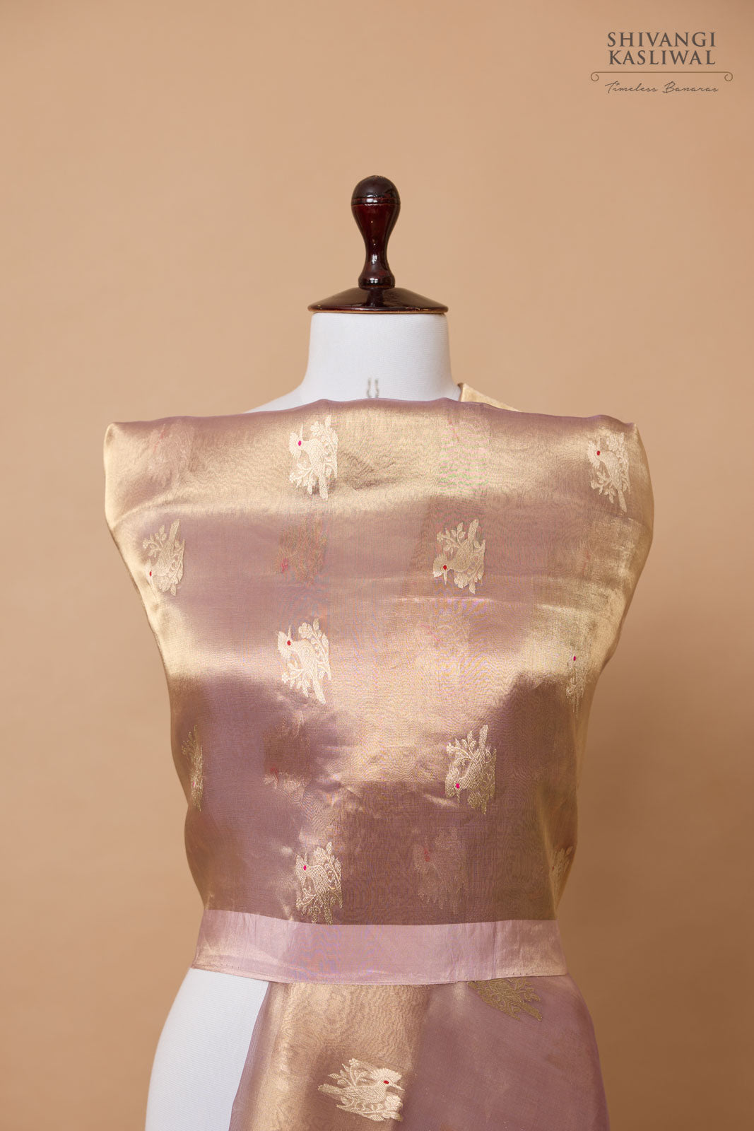 Lavender Handwoven Banarasi Tissue Silk Dupatta