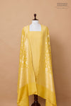 Yellow Handwoven Banarasi Moonga Silk Suit Piece