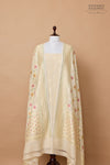 Off-White Handwoven Banarasi Moonga Silk Suit Piece