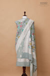 Grey Handwoven Banarasi Moonga Silk Suit Piece