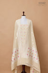 Off-White Handwoven Banarasi Moonga Silk Suit Piece