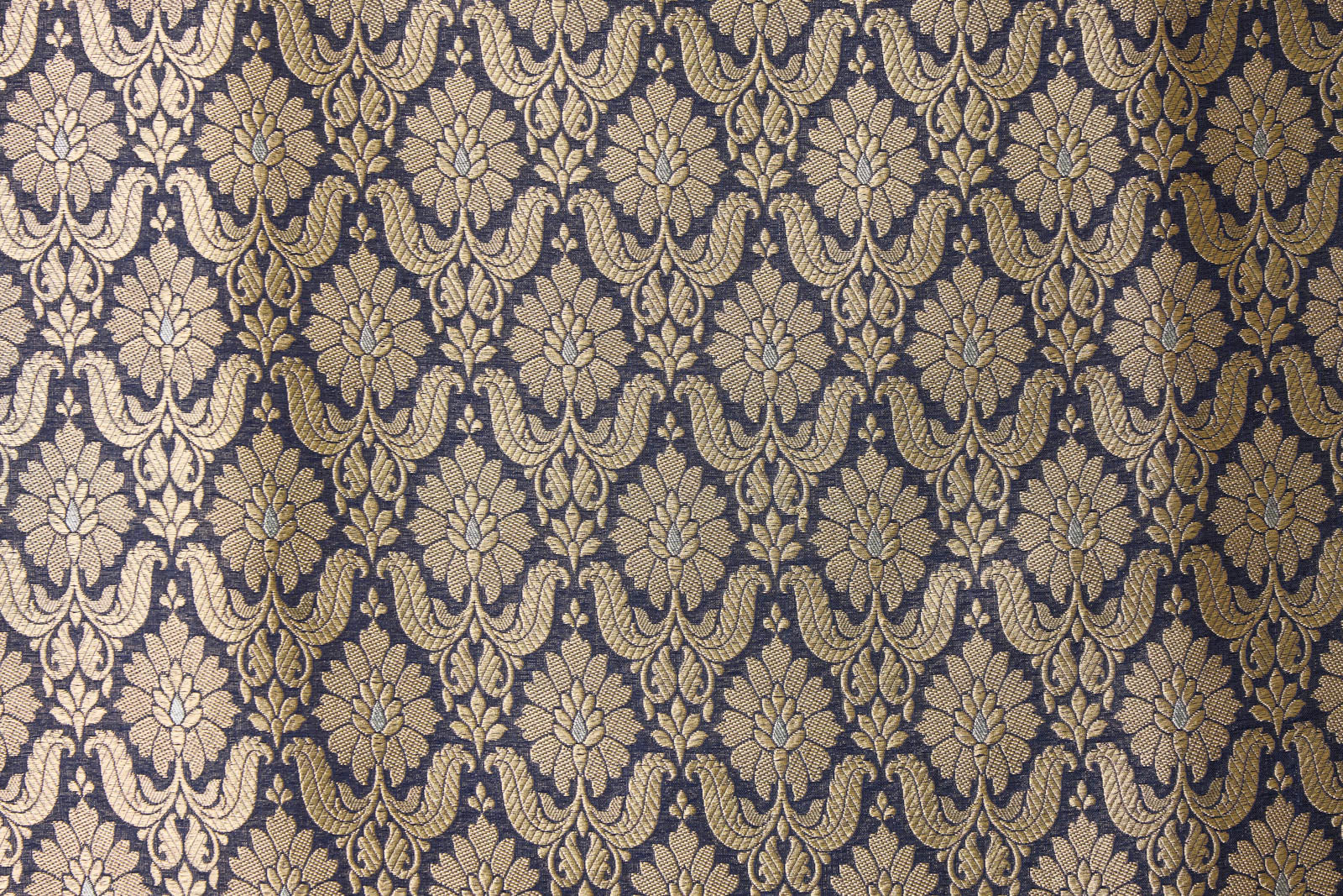 Midnight Blue Handwoven Banarasi Brocade Fabric