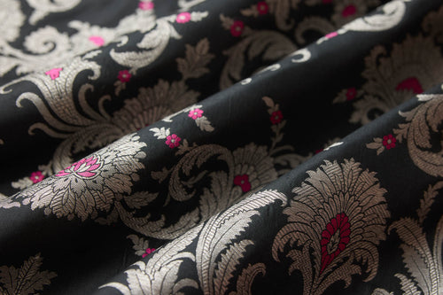 Black Handwoven Banarasi Silk Fabric