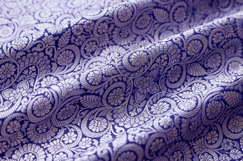 Royal Blue Handwoven Banarasi Brocade Fabric