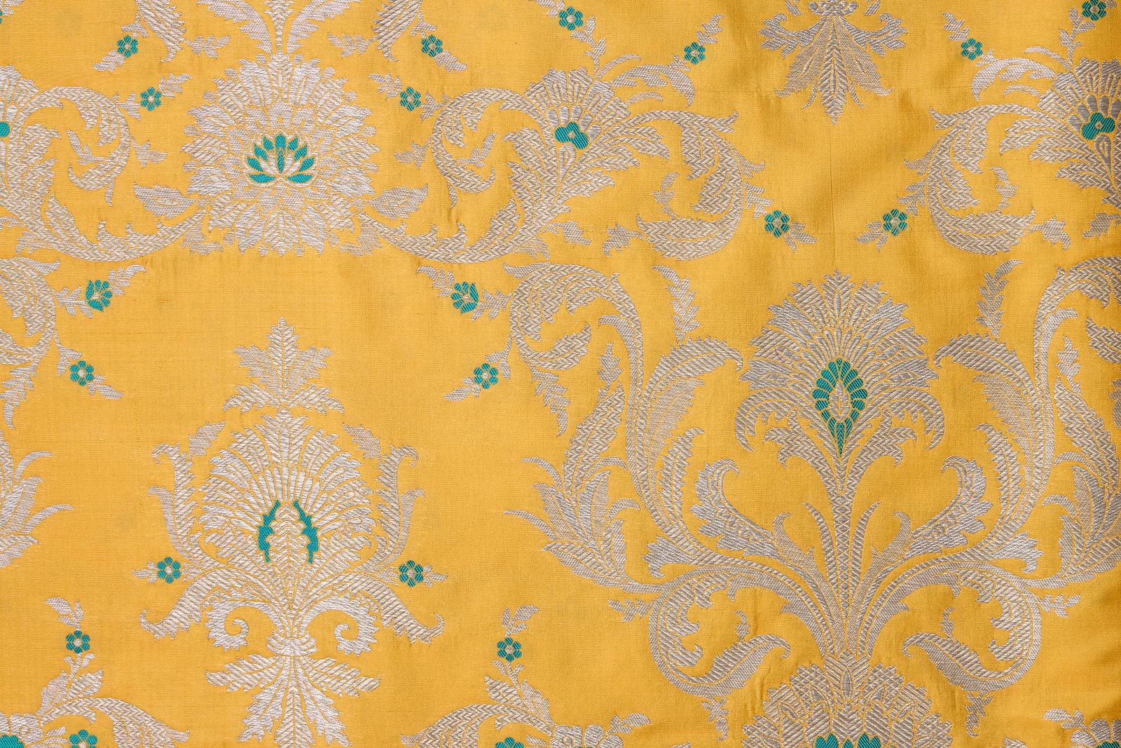Yellow Handwoven Banarasi Silk Fabric