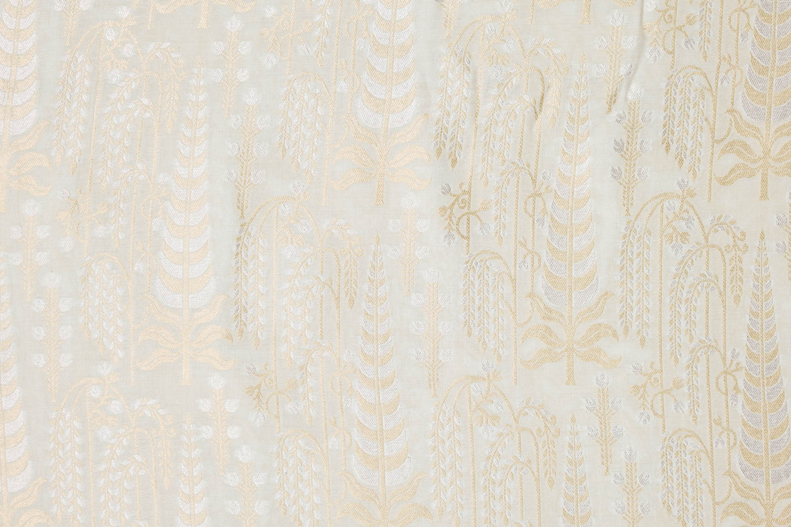 Beige Handwoven Banarasi Moonga Silk Fabric