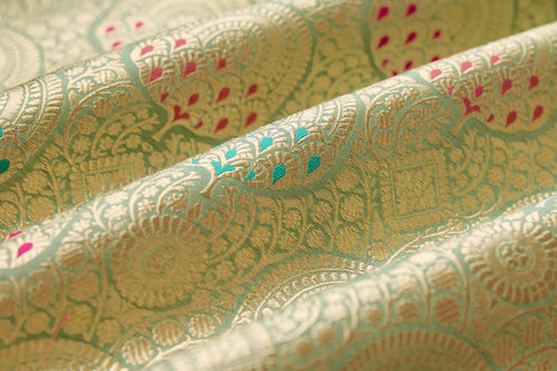 Pista Green Handwoven Banarasi Brocade Fabric