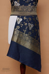 Navy Blue Handwoven Banarasi Moonga Silk Dupatta