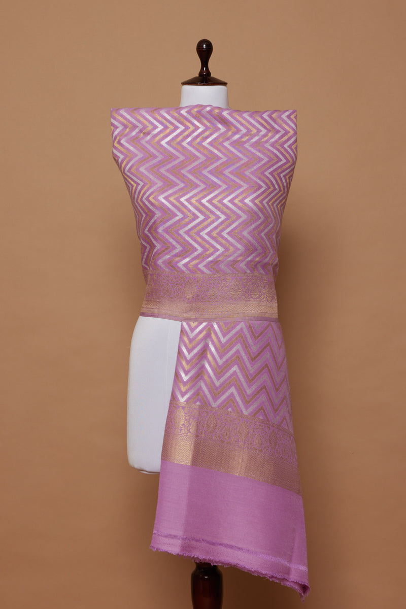 Pink Handwoven Banarasi Moonga Silk Dupatta